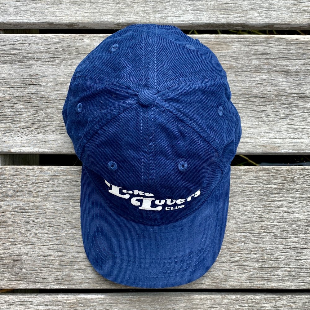 Lake Lovers Club Retro Logo Navy Corduroy Dad Hat — Lake Lovers Club